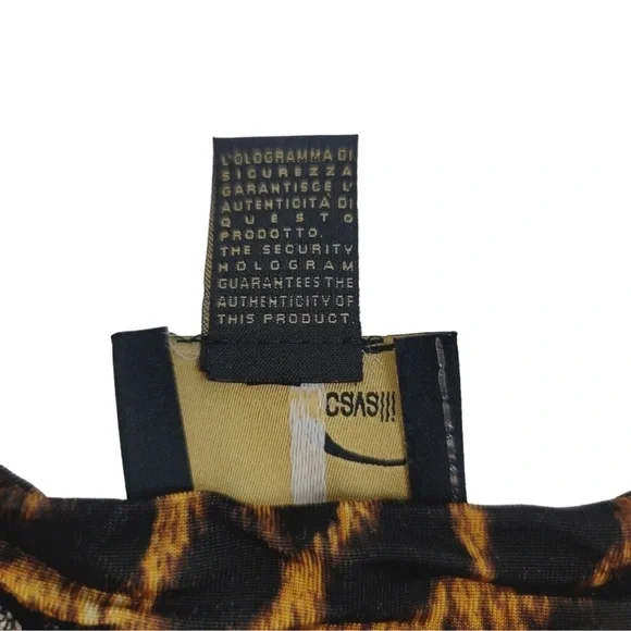 Just Cavalli Brown and Tan A-line Midi Dress with Flutter Sleeves - Picture 8 of 8